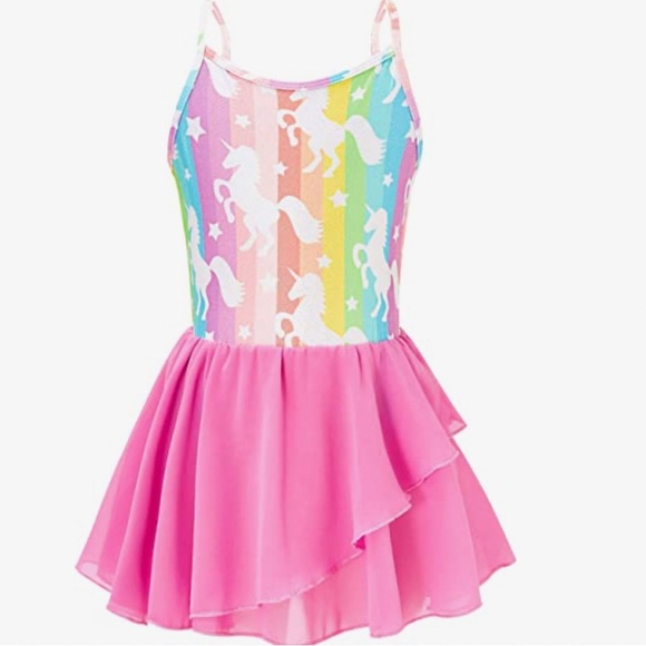 (New) Girls Unicorn Leotard Size: 8-9 Color: Pink - Picture 1 of 4